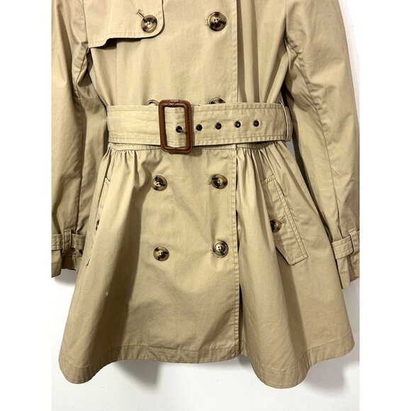 Polo Ralph Lauren Girls Trench Coat Khaki 8 Hood Epaulets Classic Belted Cotton - Picture 8 of 16